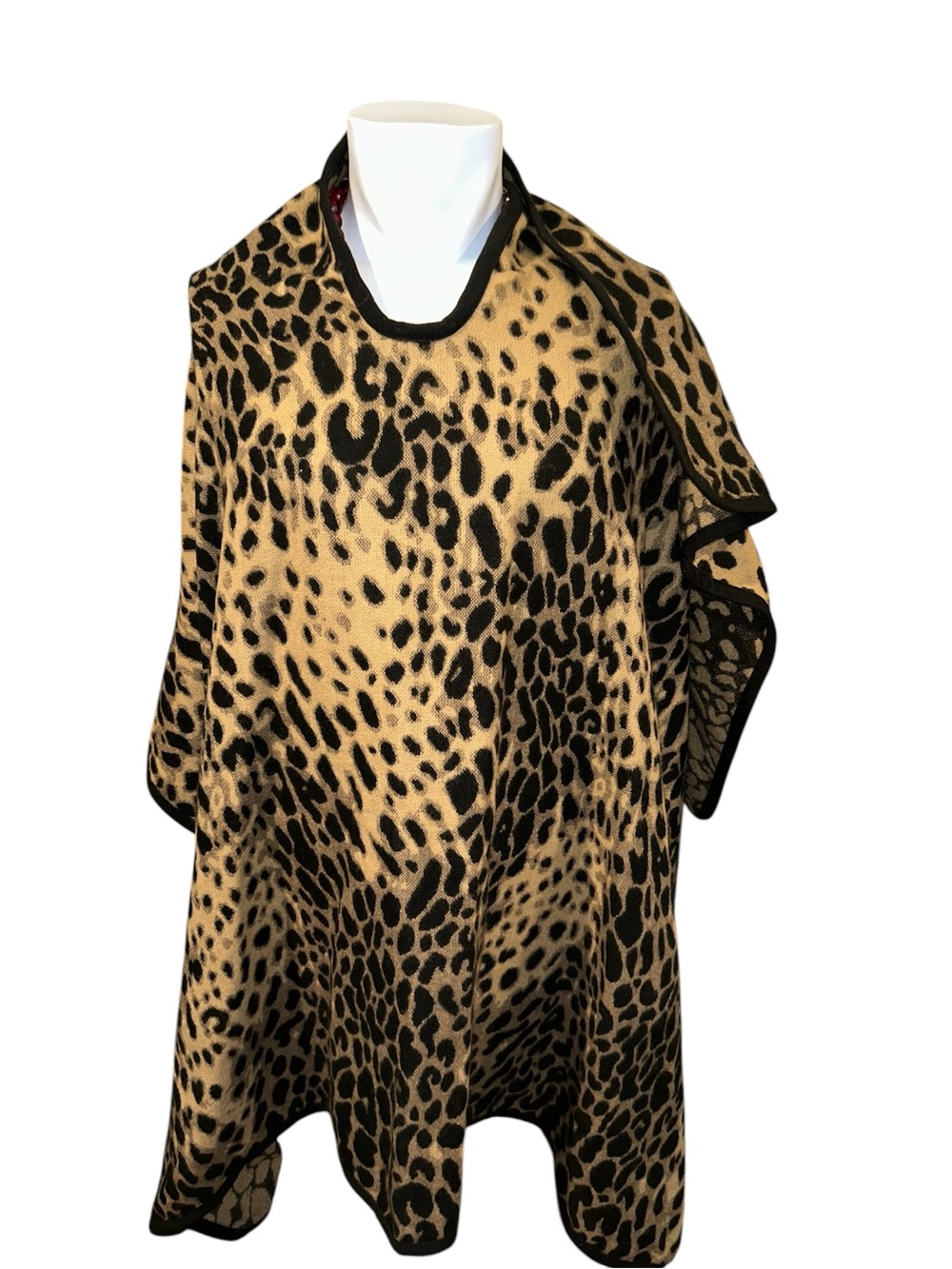 Lascana Leopard Print Poncho in Tan and Black